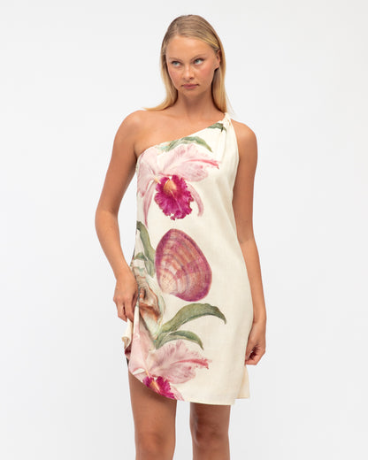 One Shoulder Printed Mini Dress