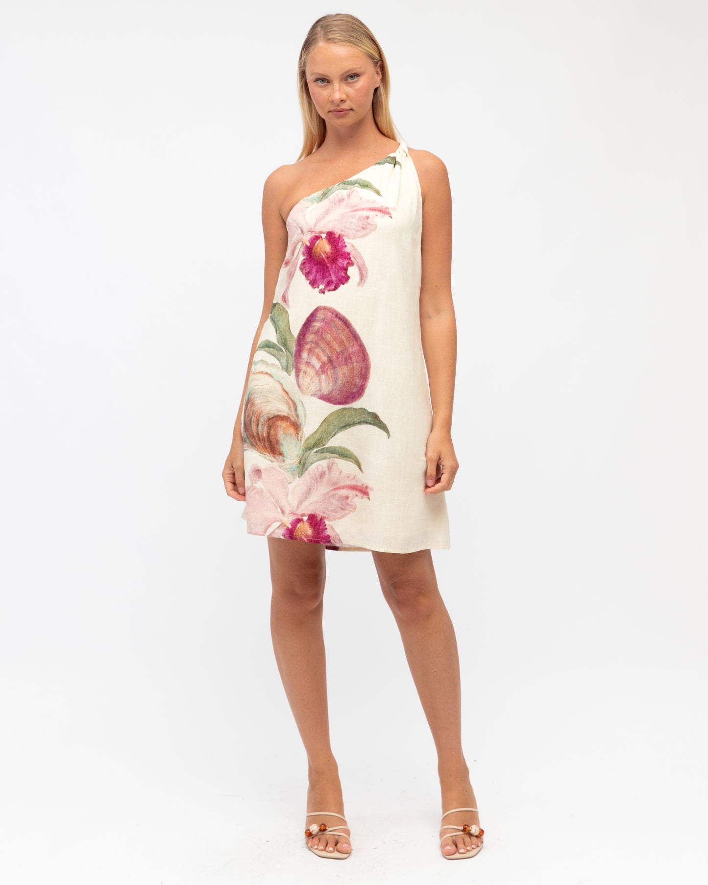 One Shoulder Printed Mini Dress