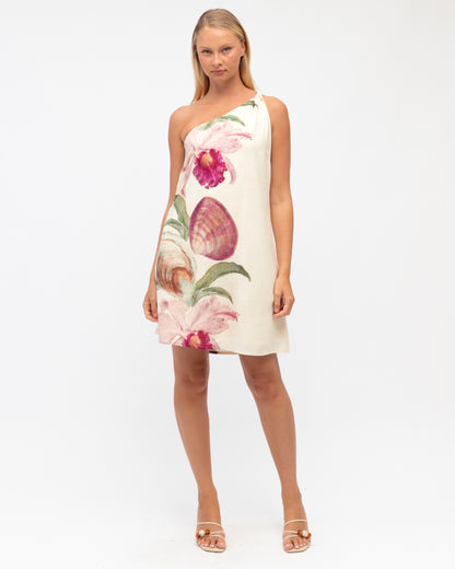 One Shoulder Printed Mini Dress