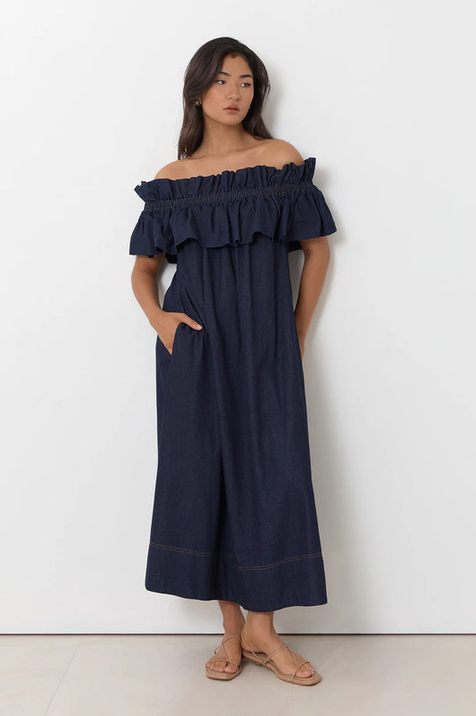 Lightweight Denim Frill Dress