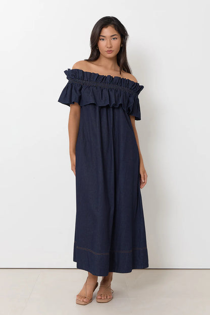 Lightweight Denim Frill Dress