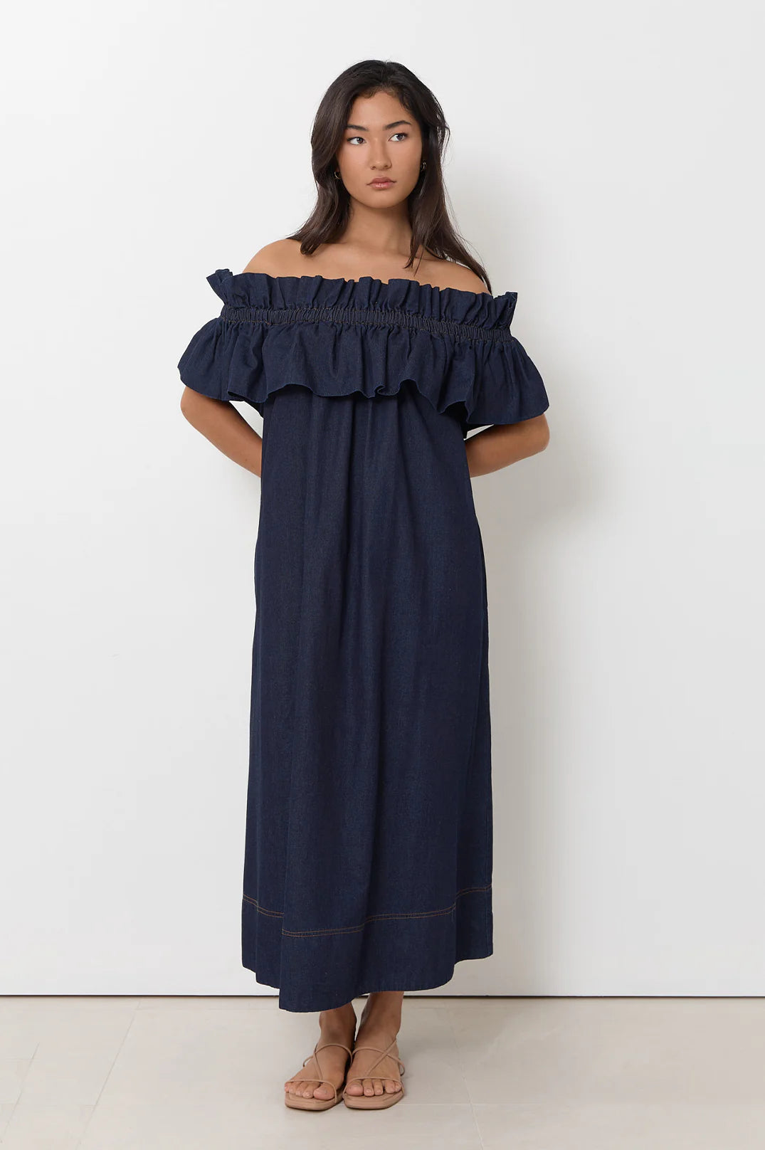 Lightweight Denim Frill Dress