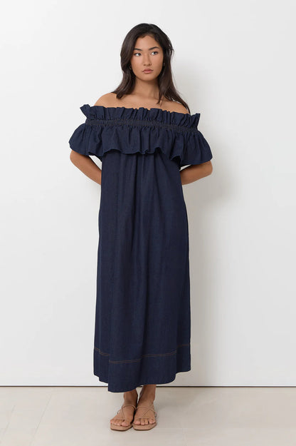Lightweight Denim Frill Dress