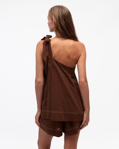 Chocolate One Shoulder Set
