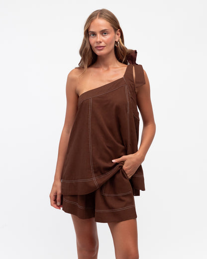 Chocolate One Shoulder Set