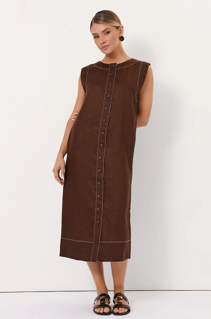 Button Front Linen Dress