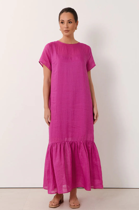 Ramie Maxi Dress - Magenta
