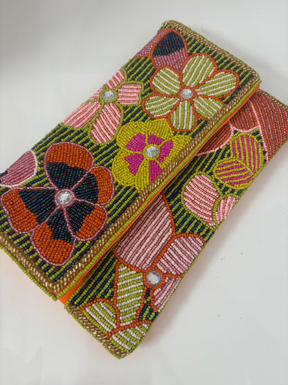 Beaded Clutch - Bright Floral