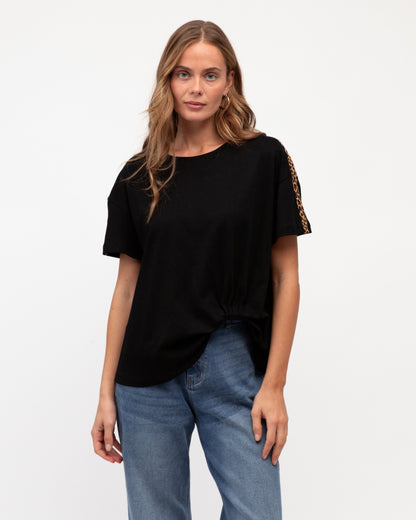Leopard Trim Tee
