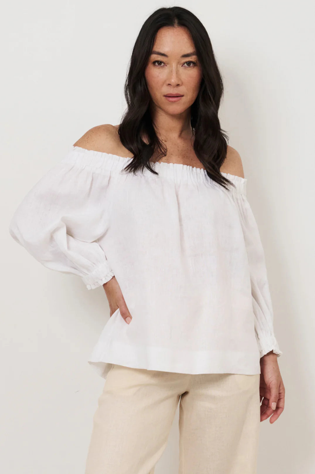 Linen Off Shoulder Top - White