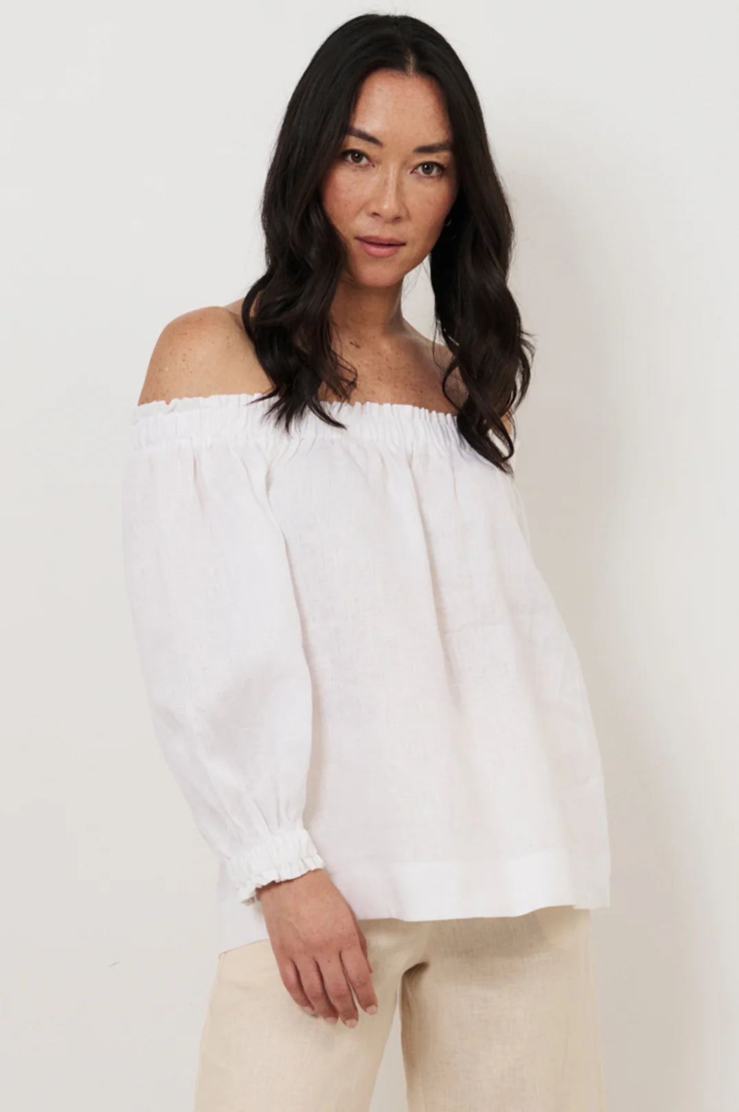 Linen Off Shoulder Top - White