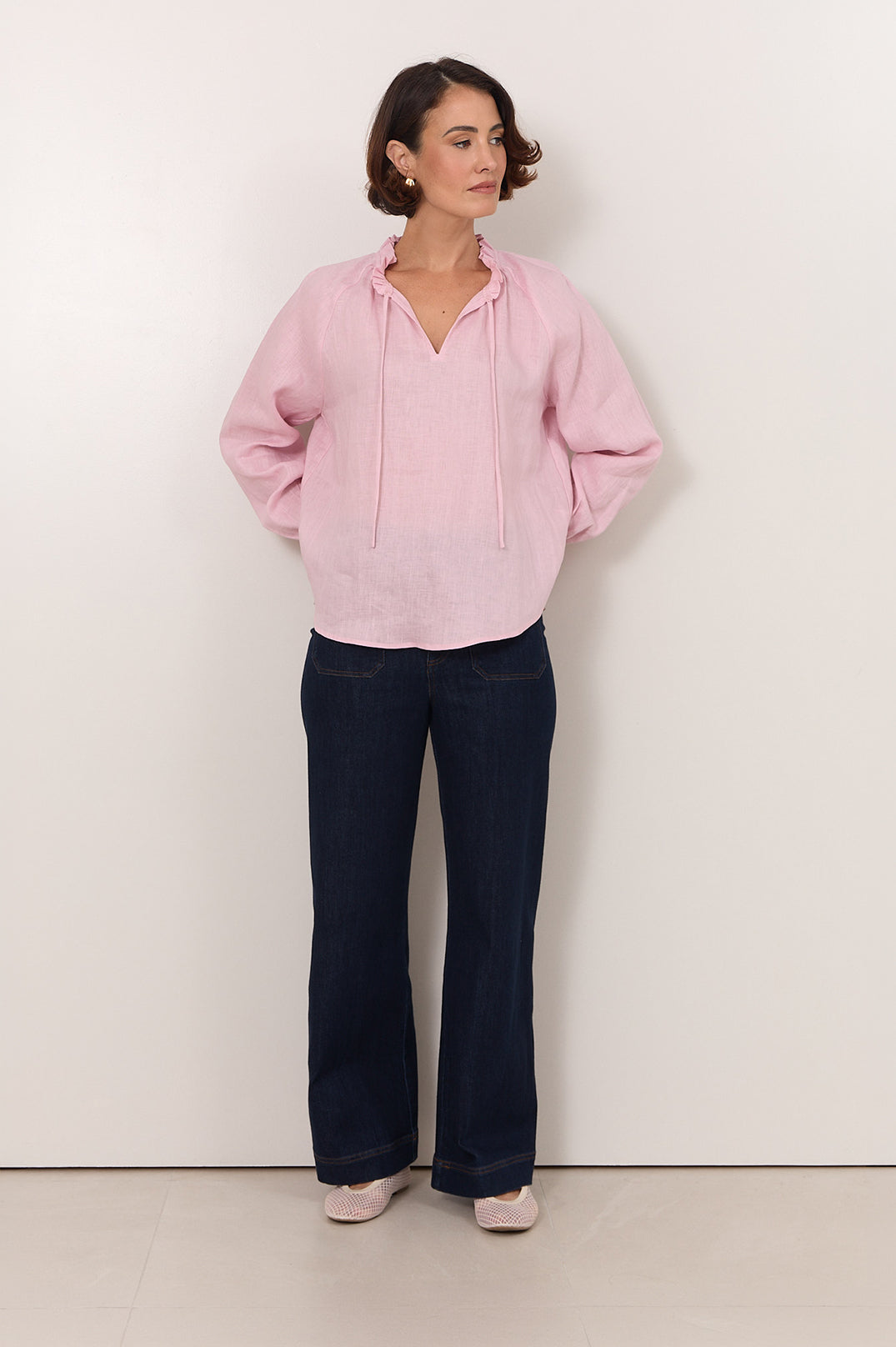 Adelaide Linen Top - Pink