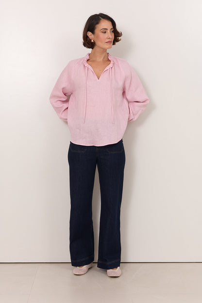 Adelaide Linen Top - Pink