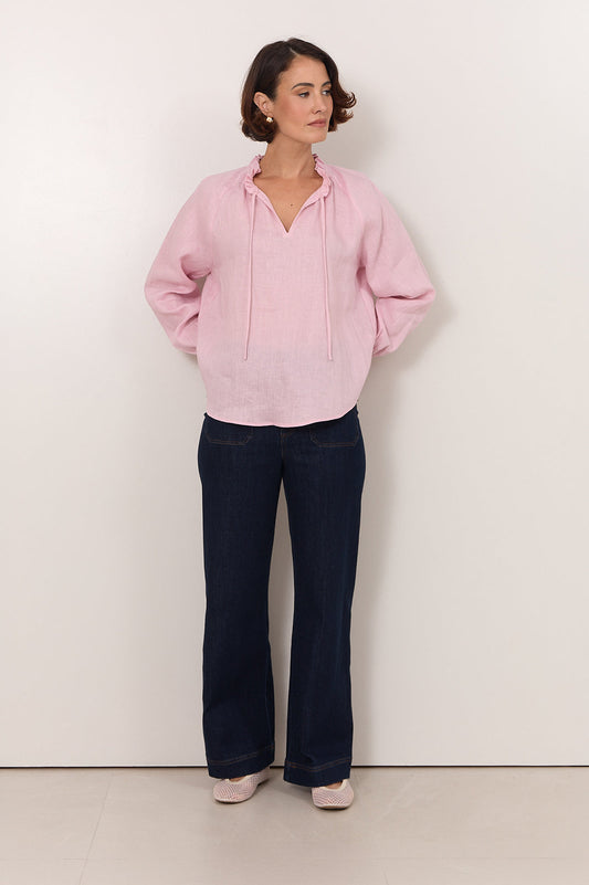 Adelaide Linen Top - Pink