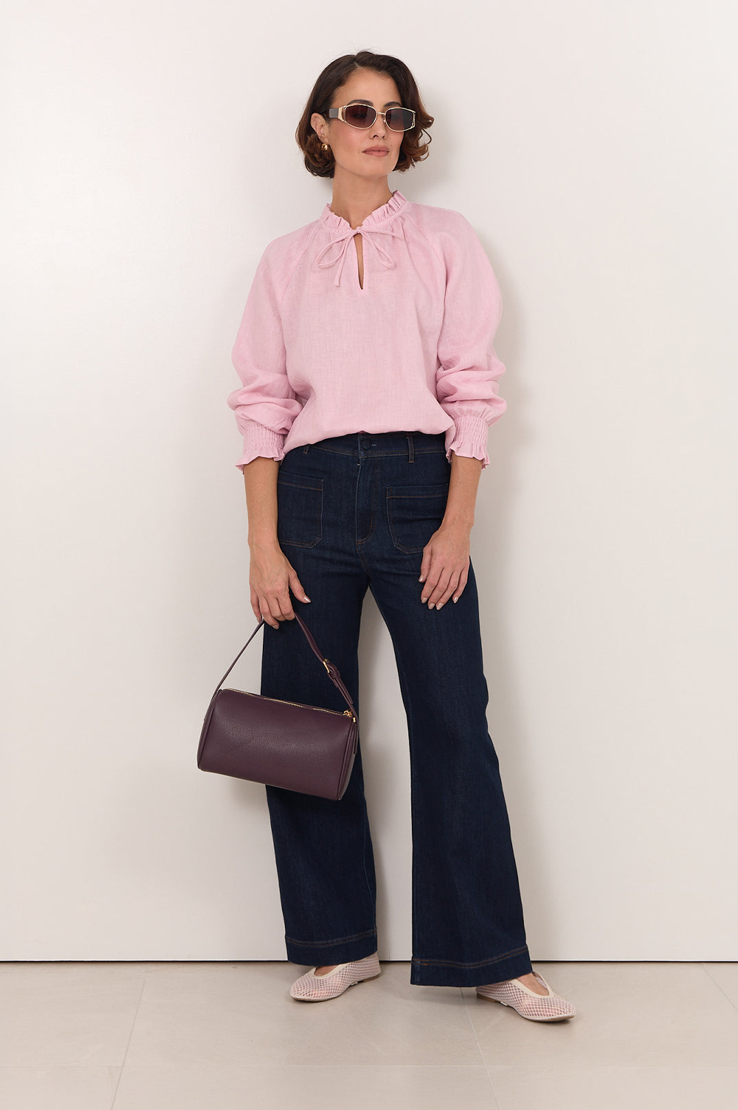 Adelaide Linen Top - Pink