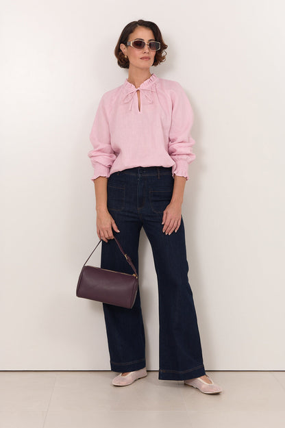 Adelaide Linen Top - Pink