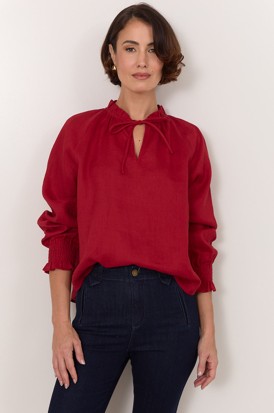 Adelaide Linen Top - Red