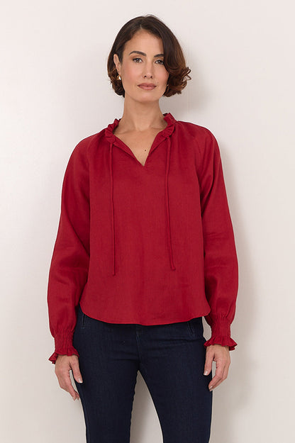 Adelaide Linen Top - Red