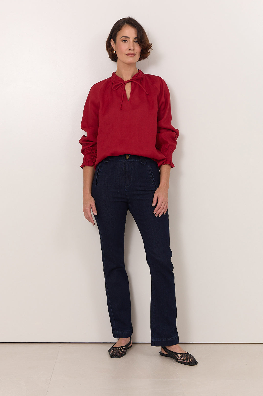 Adelaide Linen Top - Red
