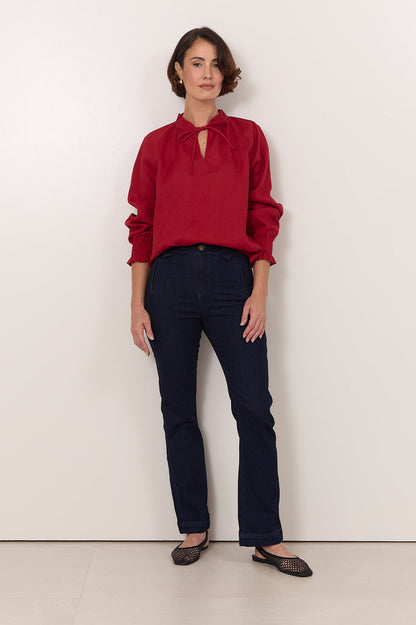 Adelaide Linen Top - Red