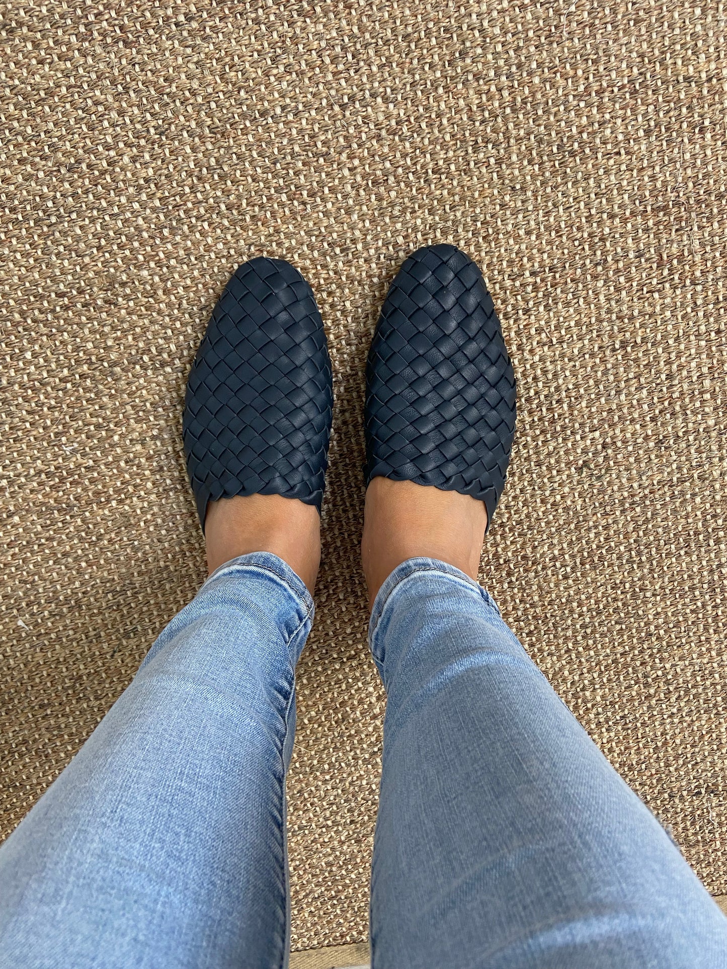 Leather Mules - Navy